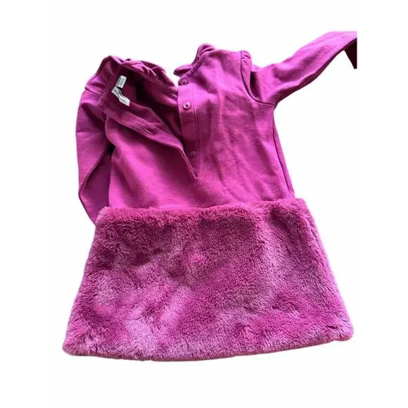 Janie and Jack Ponte Dress Radiance Faux Fur Ruffle Raspberry Pink Size 18-24M - Picture 3 of 4